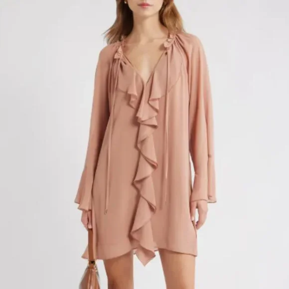 Open Edit Ruffle Chiffon Shift Dress – Small (NWT) - Picture 10 of 14
